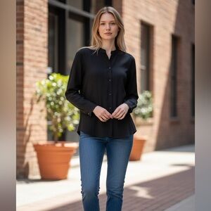 The North Face Womens Black Button Down Blouse Long Sleeve Office Career Top S